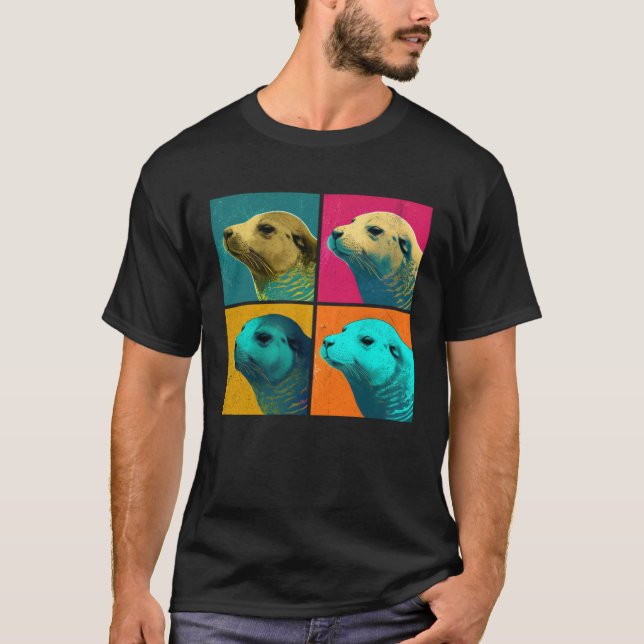T-shirt Caspian Seal Pop Illustration Colorful Animal Men (Devant)
