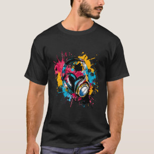 T-shirt Casque Audio Musique DJ Casque Audio EDM Splash Mu
