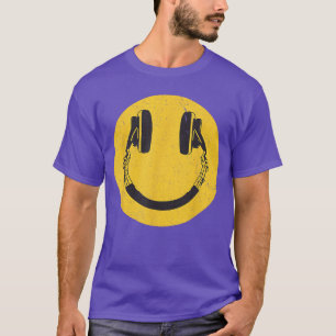 T-shirt Casque Audio Visage Musique Retro Smile 90s Hommes