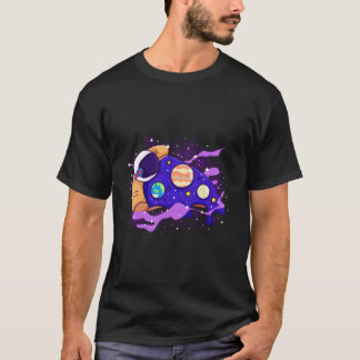 T-shirt Casque d'astronaute de pizza Planètes Galaxie Gala