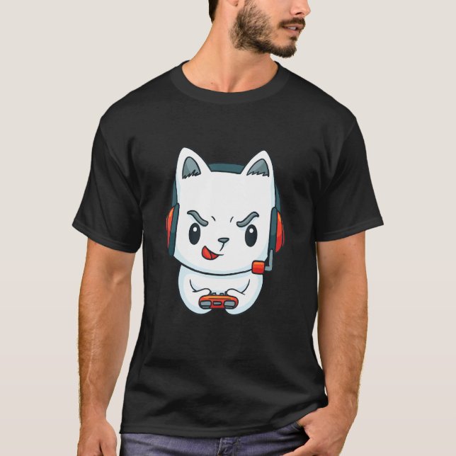 T-shirt Casque de chat de jeu Ados garçons filles hommes (Devant)