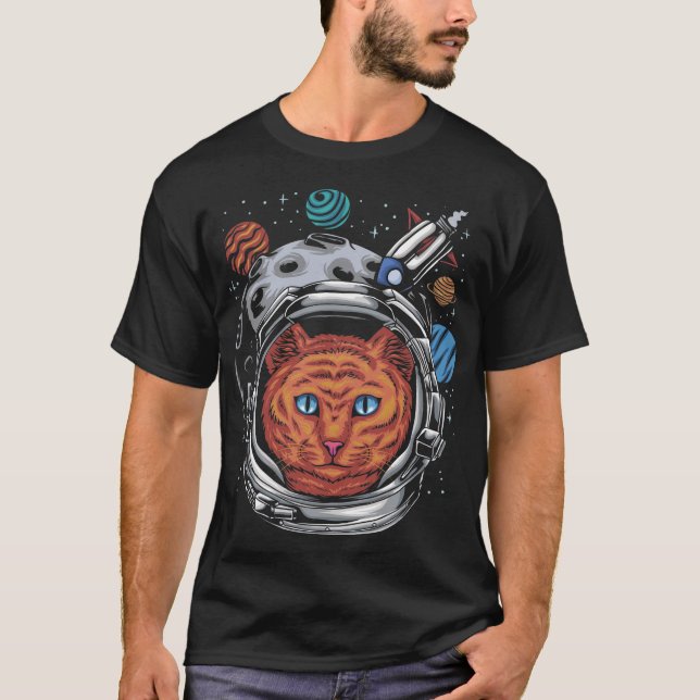T-shirt Casque de chat de l'astronaute (Devant)