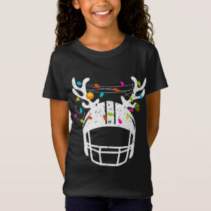 T-Shirt Casque de football de Noël Lumières Funny Noël