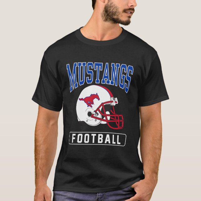T-shirt Casque de football Smu Mustangs, méthodiste du sud (Devant)