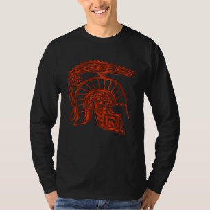 T-shirt Casque de Gladiateur Dragon Spartan Rouge