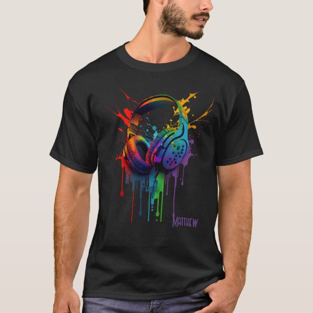 T-shirt Casque de jeu d'aquarelle graphique personnalisé (Devant)