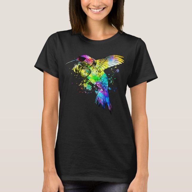 T-shirt Casque de jeu de colibri de Pop Retro (Devant)