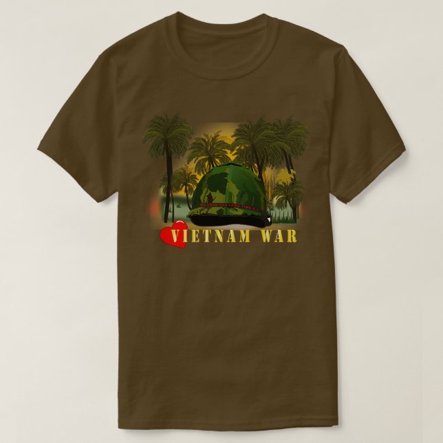 T-shirt Casque de l'époque du Vietnam Couvrez-moi vous aim (Design devant)