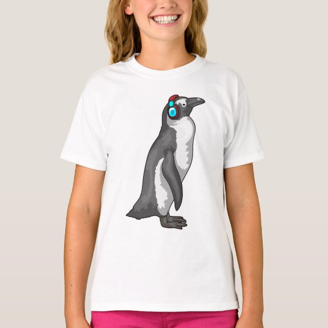T-shirt Casque de musique Penguin (Devant)