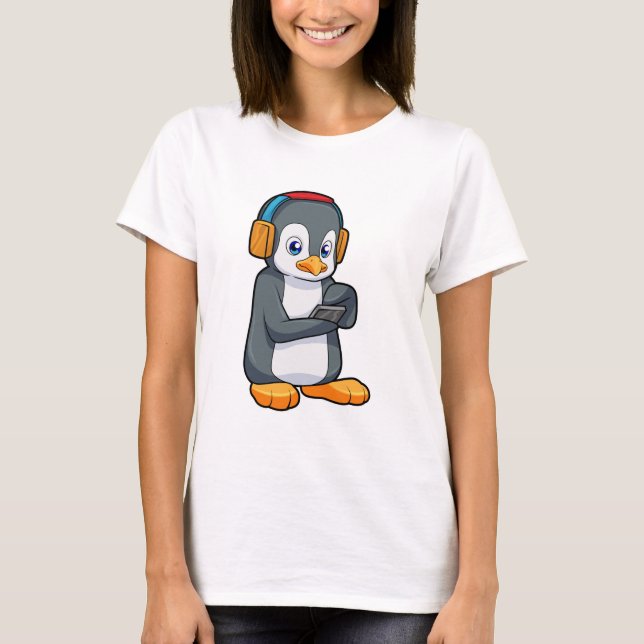 T-shirt Casque de musique Penguin (Devant)