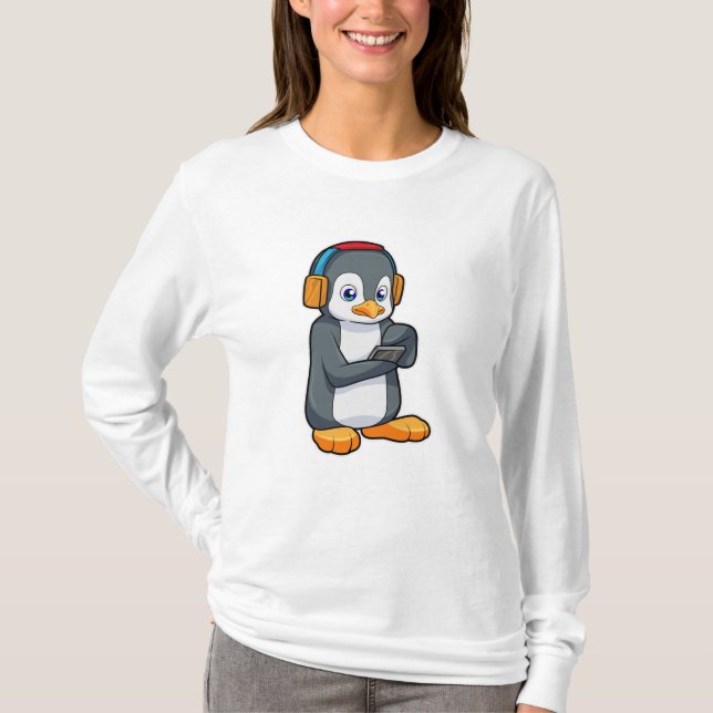 T-shirt Casque de musique Penguin (Devant)