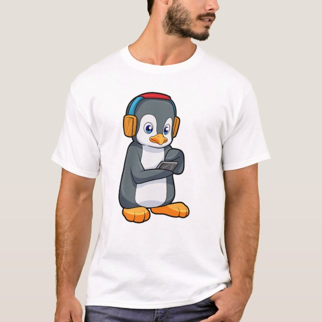 T-shirt Casque de musique Penguin (Devant)