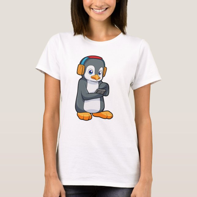 T-shirt Casque de musique Penguin (Devant)