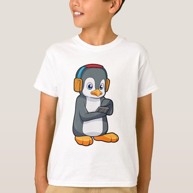 T-shirt Casque de musique Penguin (Devant)