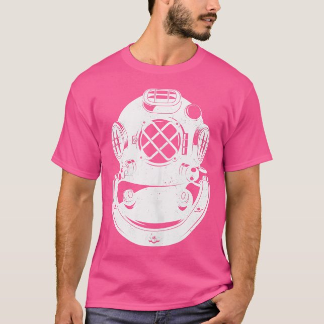T-shirt Casque de plongée Distressed Art sous-marin Del (Devant)