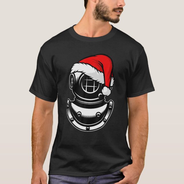 T-shirt Casque de plongée sous-marine Santa Hat Christmas  (Devant)