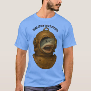 T-shirt Casque de plongée vintage avec un requin sortant U