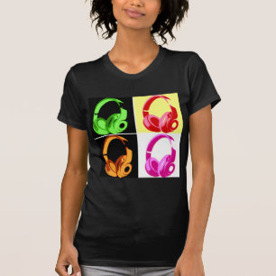 T-shirt Casque de quatre couleurs Pop Art Tête Téléphone