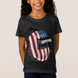 T-Shirt Casque de soudure à drapeau américain forme mignon