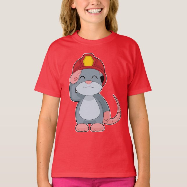 T-shirt Casque d'incendie de pompier de souris (Devant)