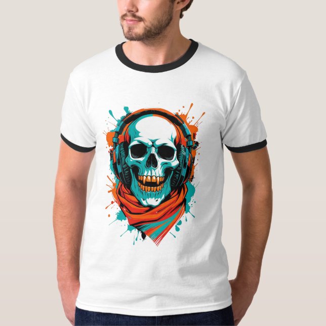 T-shirt Casque DJ Skull - Street Art Vibe Music Tee (Devant)