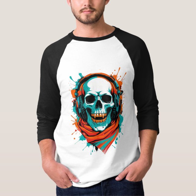 T-shirt Casque DJ Skull - Street Art Vibe Music Tee (Devant)