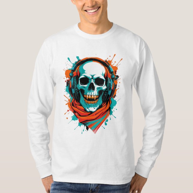 T-shirt Casque DJ Skull - Street Art Vibe Music Tee (Devant)