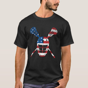 T-shirt Casque Drapeau Américain Lacrosse Athlète Patrioti
