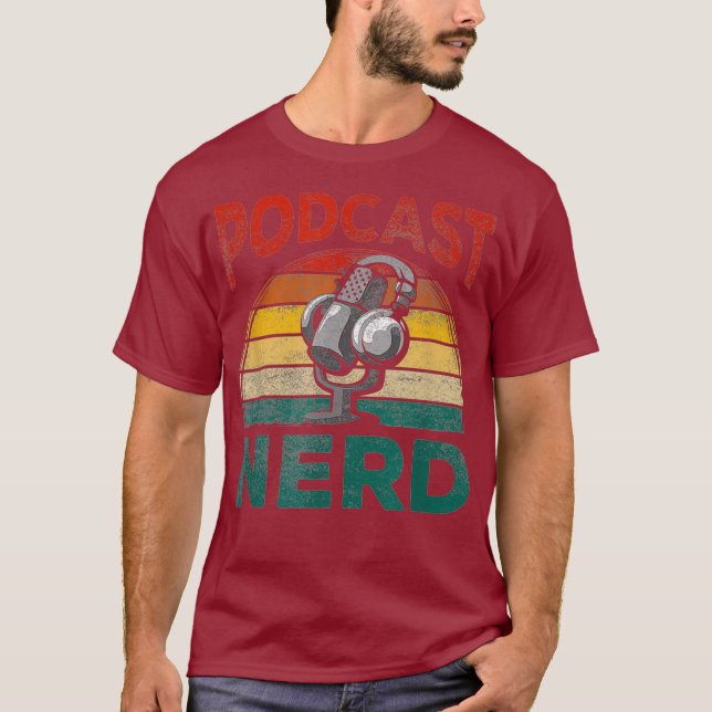 T-shirt Casque Microphone Nerd Retro Podcast (Devant)