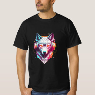 T-shirt Casque Neon Cyber Wolf Y2K