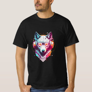 T-shirt Casque Neon Cyber Wolf Y2K