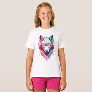 T-shirt Casque Neon Cyber Wolf Y2K