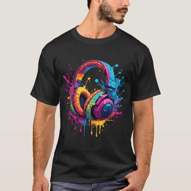 T-shirt Casque Neon Splash Art (Devant)