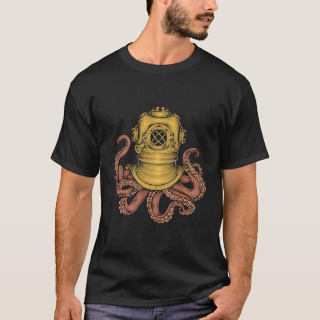 T-shirt Casque Octopus Plongeur Plongée Plongée sous-marin (Devant)