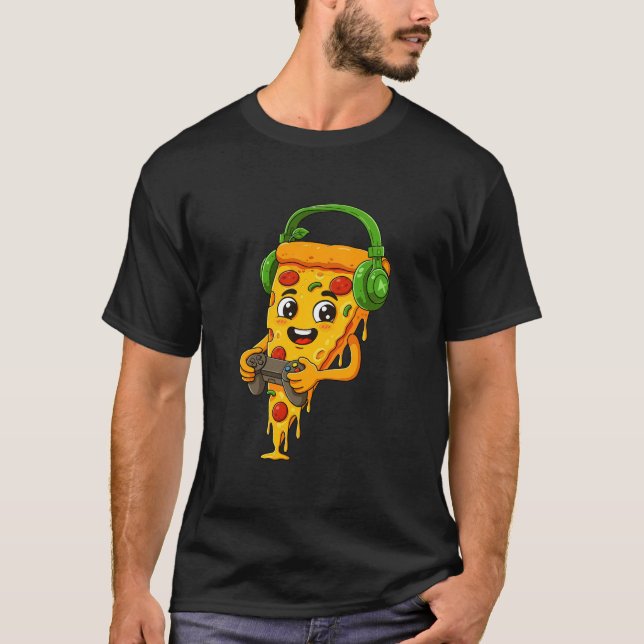 T-shirt Casque Pizza Slice Jeu Chemise | Amusant (Devant)