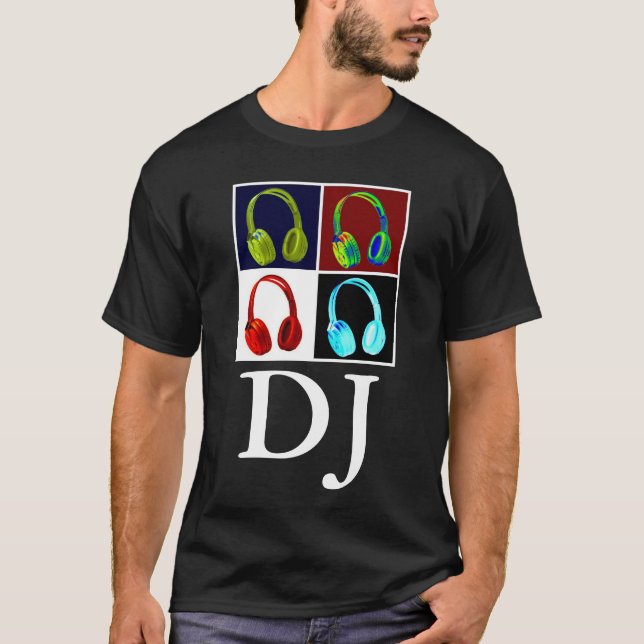 T-shirt Casque Pop Art DJ Disque Jockey (Devant)
