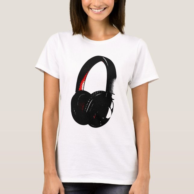 T-shirt Casque Pop Art Head Téléphone (Devant)