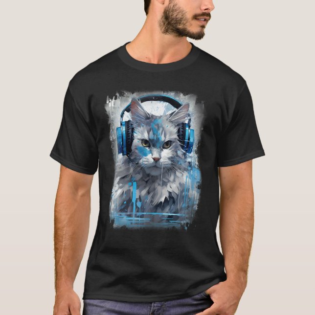 T-shirt Casque Rave EDM Chat Birman (Devant)