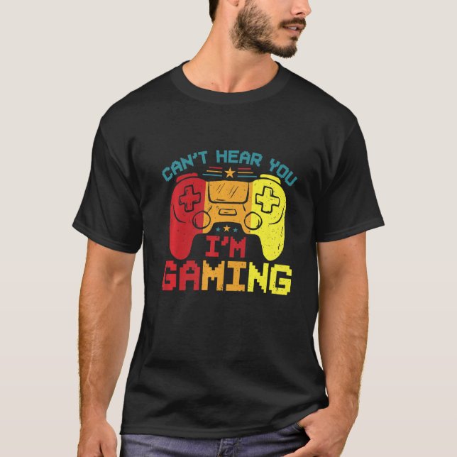 T-shirt Casque Retro Gamer Désolé Je ne peux pas vous ente (Devant)