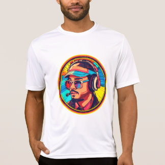 T-shirt Casque Retro Gamer Vibes Neon