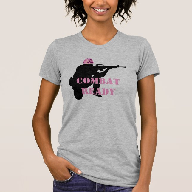 T-shirt casque rose de combat pour femmes (Devant)