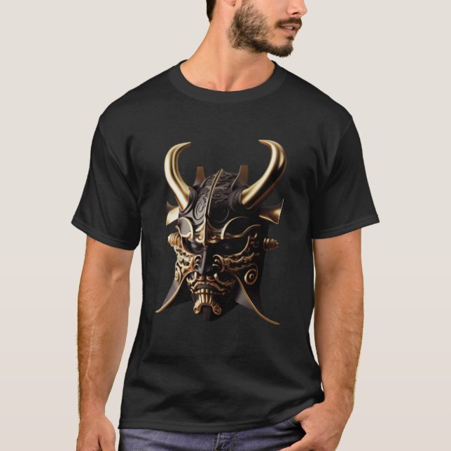 T-shirt Casque Samurai Guerrier Bushido Oni Masque japonai (Devant)