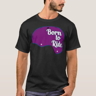T-shirt Casque Skateboard Né pour rouler violet