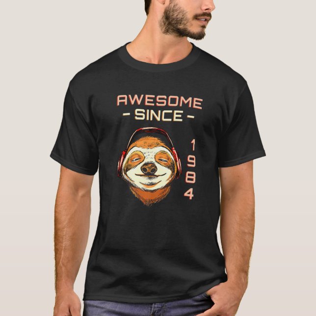 T-shirt Casque Sloth W Je suis stupéfiant depuis 1984 38e  (Devant)