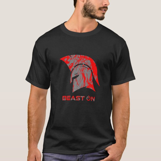T-shirt Casque Spartan Beast Sur Gym Motivation Fitness Di (Devant)