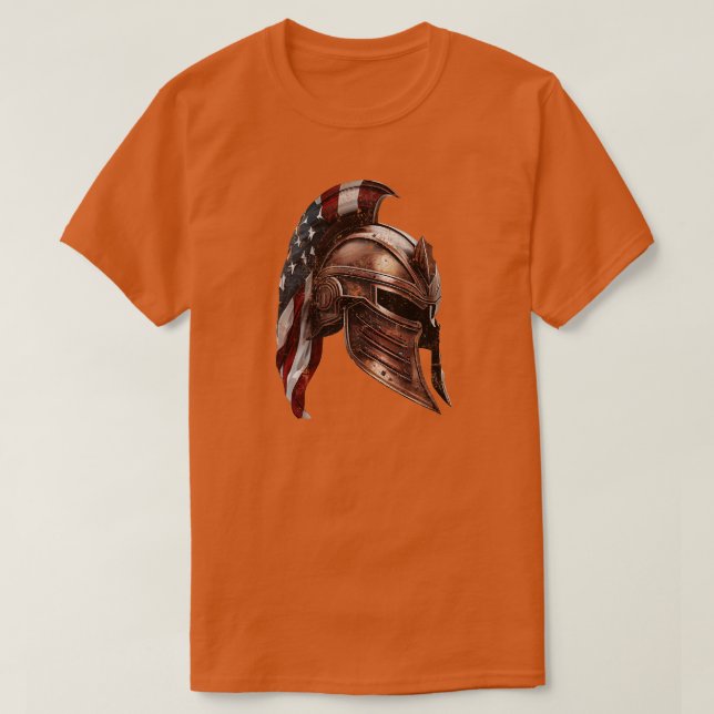 T-shirt Casque spartiate avec drapeau américain (Design devant)