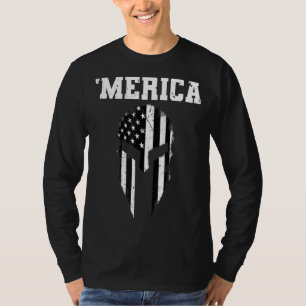 T-shirt Casque spartiate Usa Drapeau Merica 4 juillet