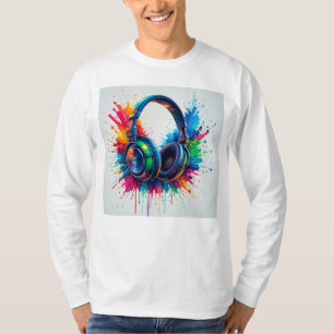 T-shirt Casque vibrant sur éclaboussure de douleur colorée