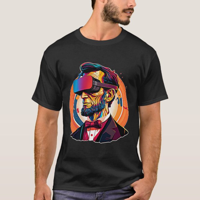 T-shirt Casque Vr Abraham Lincoln Jeu vidéo Virtual Real (Devant)