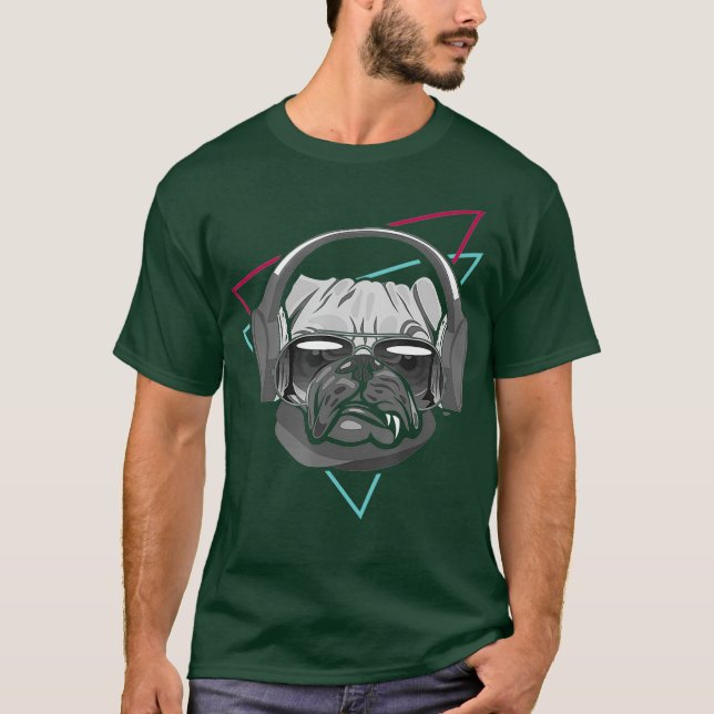 T-shirt Casques de musique Bog Dog Disco Dj Party (Devant)